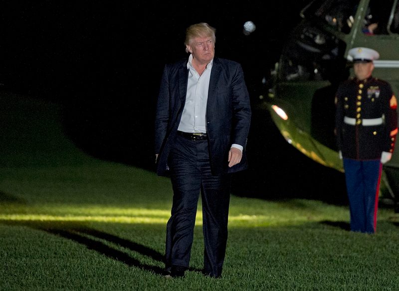 President Trump walks on the South Lawn of the White House on May 7, 2017 after returning from Trump National Golf Club in Bedminster, New Jersey (Photo by Ron Sachs-Pool/Getty Images)